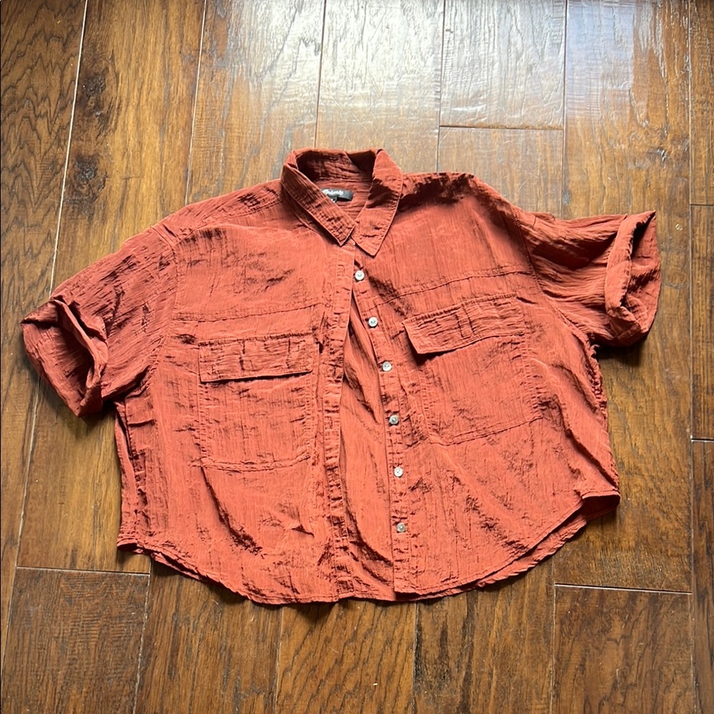 Madewell rust orange Casual cropped Button Down Shirt